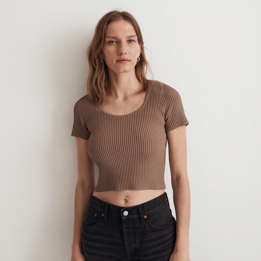 Ribbed Brown Crop Top